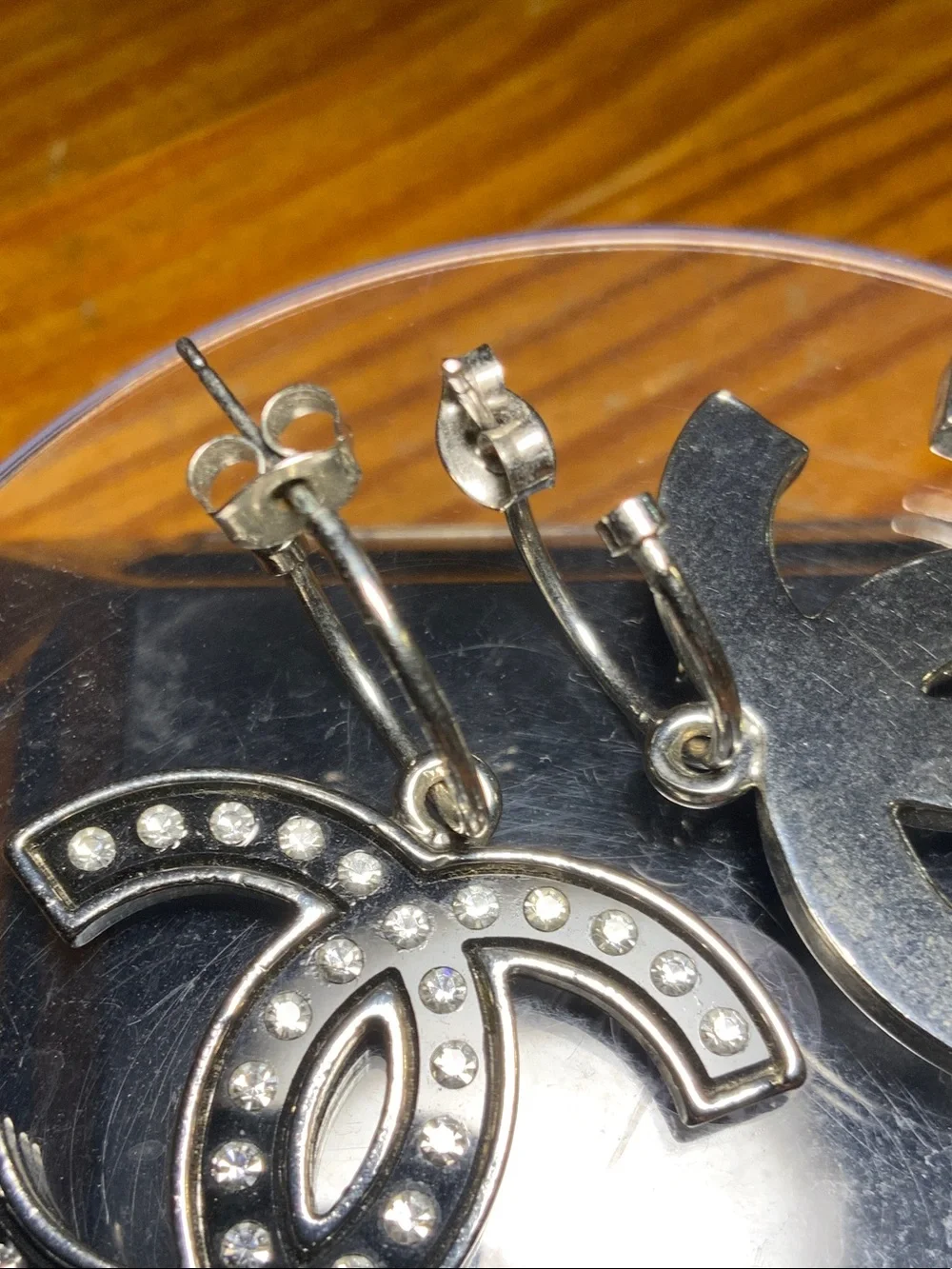 Chanel earrings￼ silver tone